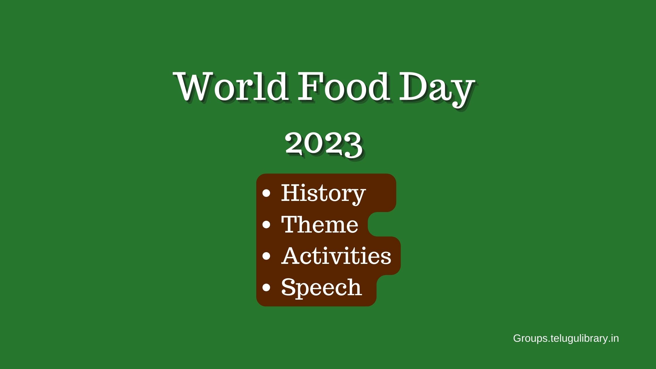 world food day 2023 activities