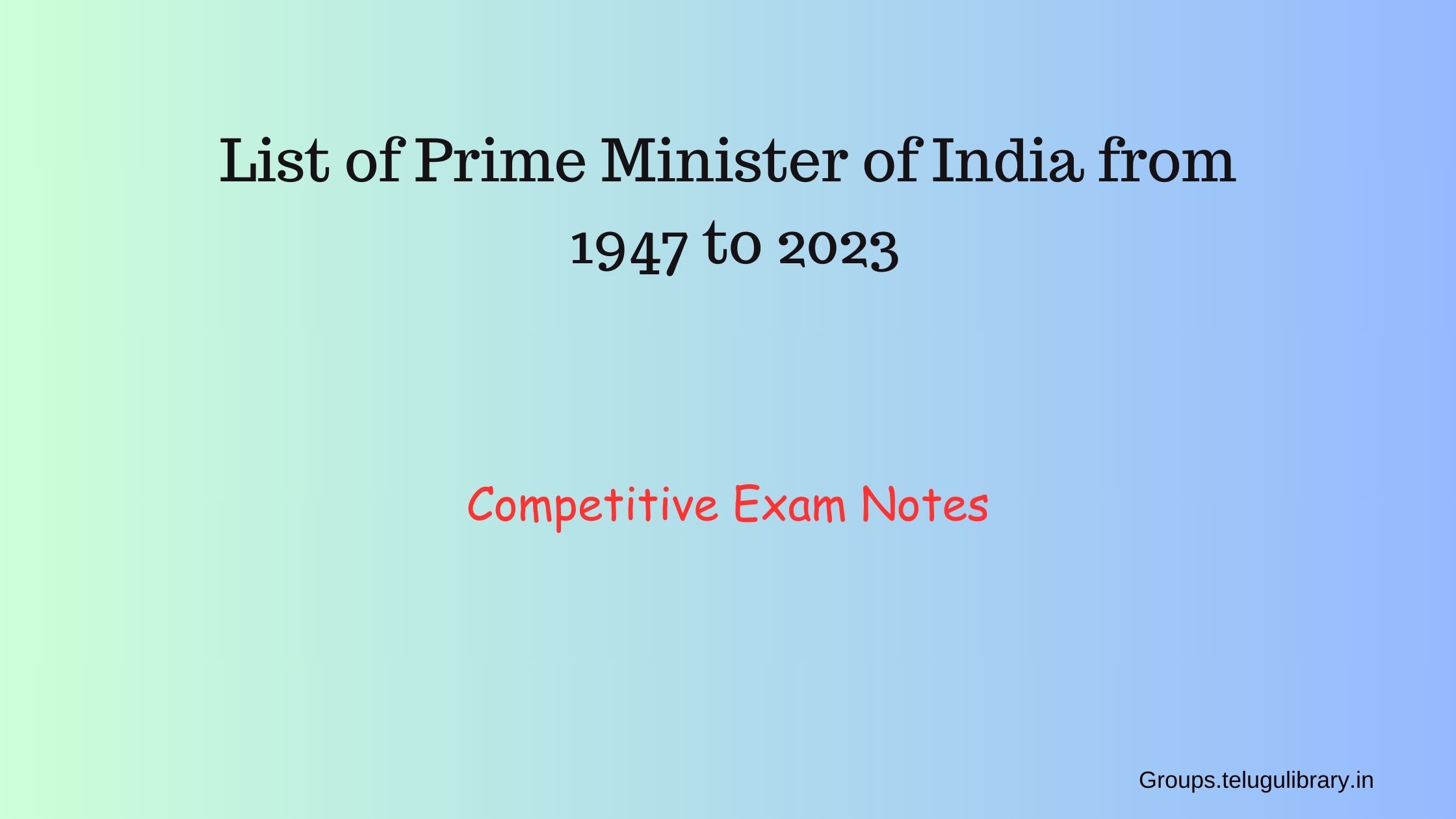 List of Prime Minister of India